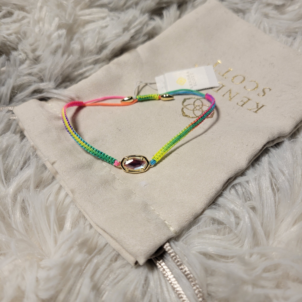 Kendra Scott Rainbow Cord Bracelet with Iridescent Stone – Adjustable (A002)